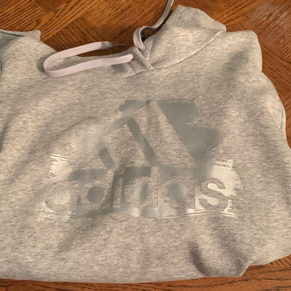 grey addidas hoodie w/ front pocket